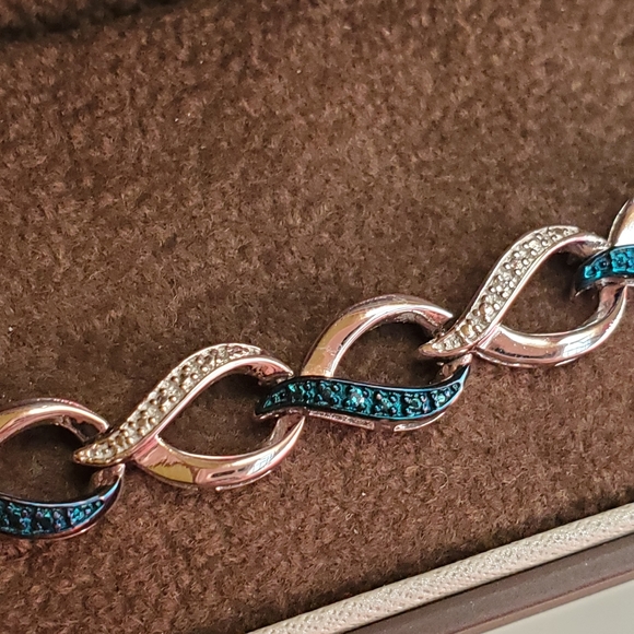 Sterling Blue White Diamond Infinity Bracelet - Picture 13 of 17